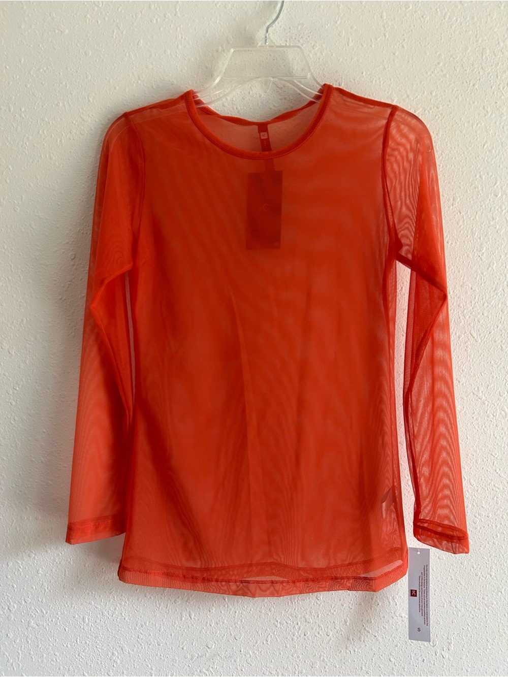 IC Collection Orange Coral Sheer Mesh Blouse Top Sz S Coquette Feminine Beach